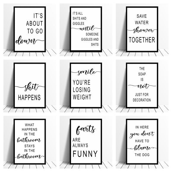 Bathroom Prints Collection 2  Minimalist Wall Funny Art Poster Quality Toilet Home Pictures