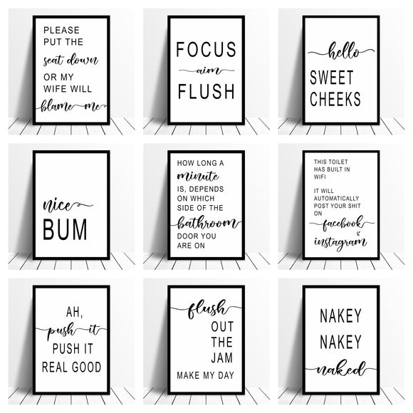 Bathroom Prints Collection 3  Minimalist Wall Funny Art Poster Quality Toilet Home Pictures