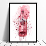 Alcohol Watercolour Quote Print Beer Gin Champagne Prosecco Martini Vodka Bottle Glass Picture Kitchen Wall Art Collection 1