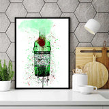 Alcohol Watercolour Quote Print Beer Gin Champagne Prosecco Martini Vodka Bottle Glass Picture Kitchen Wall Art Collection 1